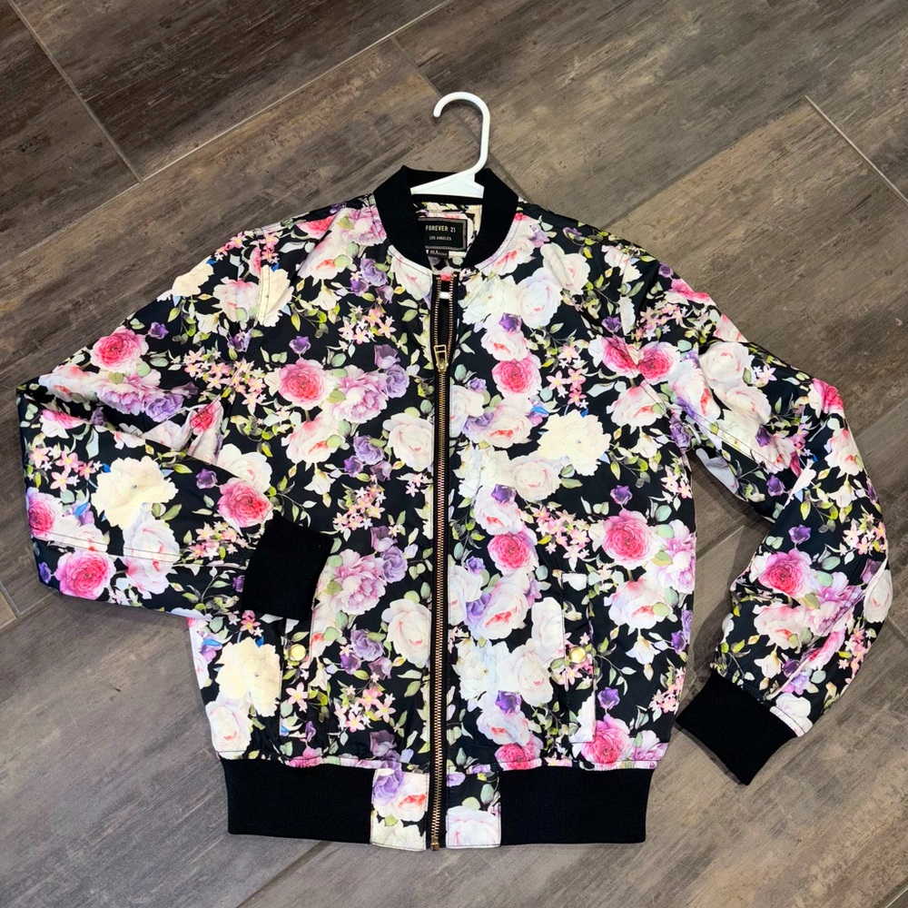 Forever 21 Floral Bomber Jacket